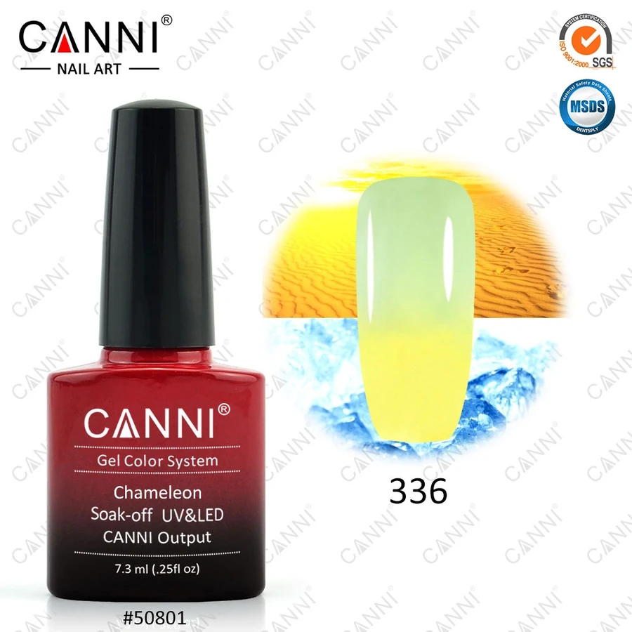 Термо гель-лак Canni Thermo Gel Polish №336 лимонний – пастельний салатовий 7,3 мл