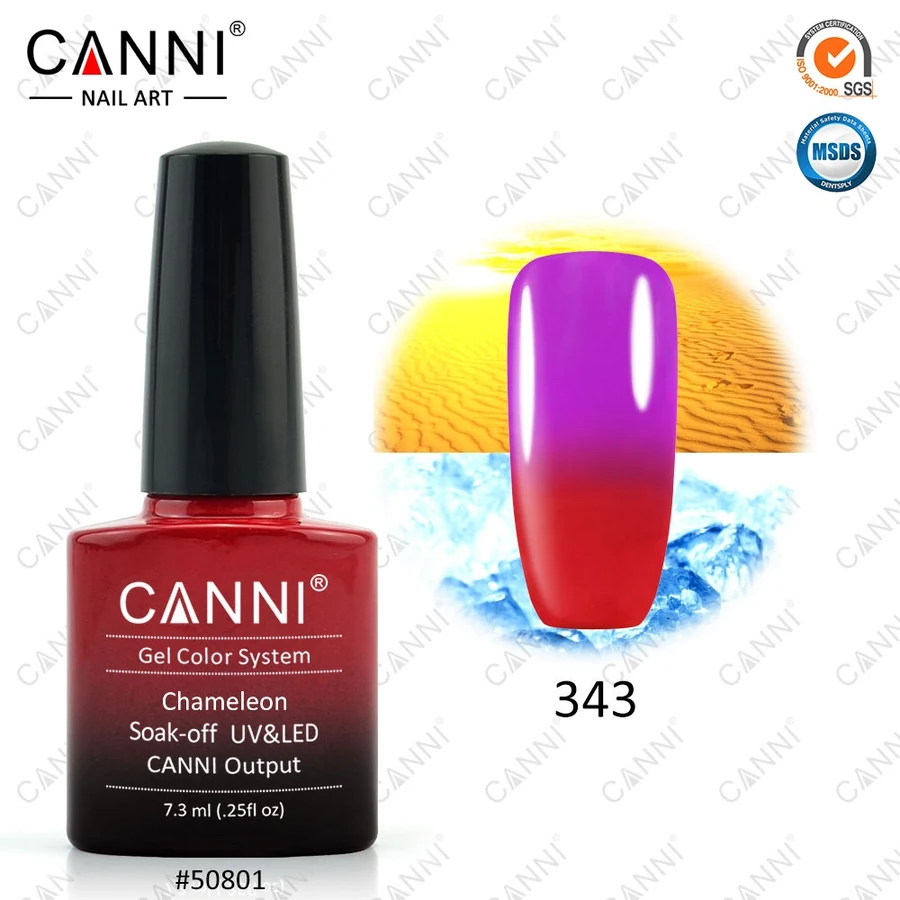 Термо гель-лак Canni Thermo Gel Polish №343 червоний - бузковий 7,3 мл