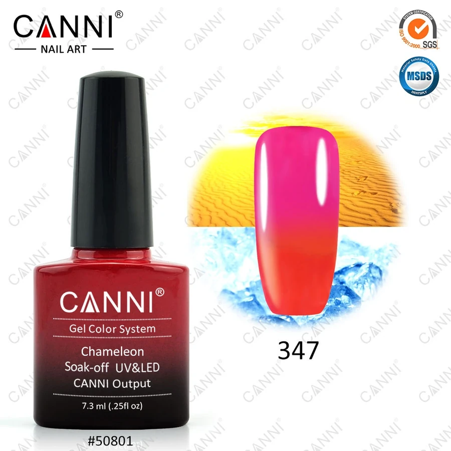 Термо гель-лак Canni Thermo Gel Polish №347 червоний – малиновий 7,3 мл