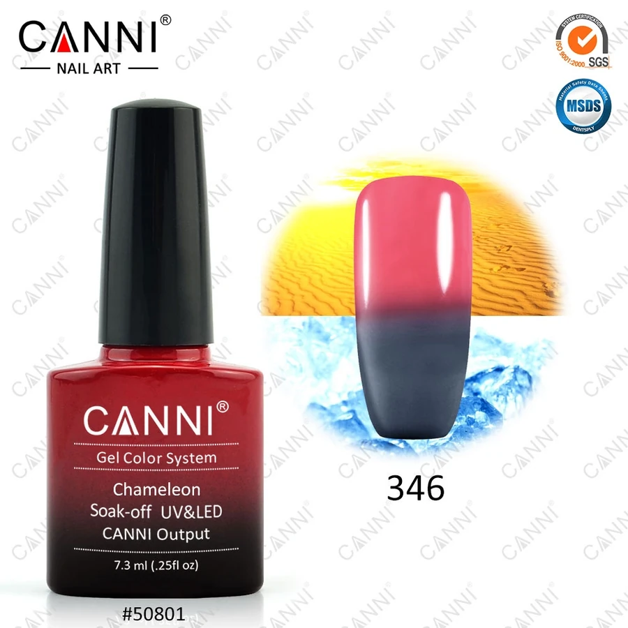 Термо гель-лак Canni Thermo Gel Polish №346 сірий – рожевий 7,3 мл