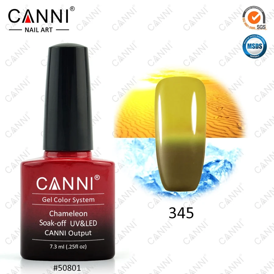Термо гель-лак Canni Thermo Gel Polish №345 оливковий – темний жовтий 7,3 мл