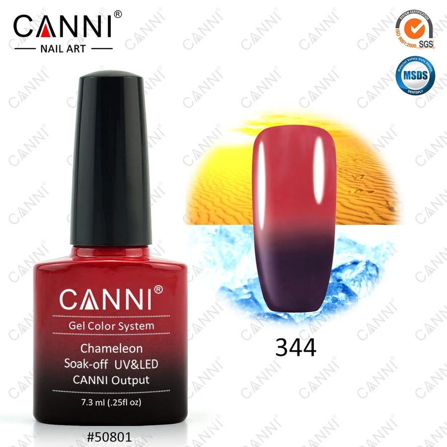 Термо гель-лак Canni Thermo Gel Polish №344 шоколадний – червоний 7,3 мл