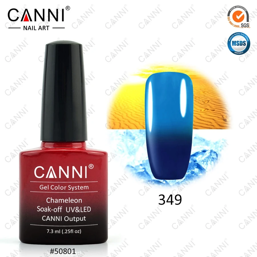 Термо гель-лак Canni Thermo Gel Polish №349 темний синій – блакитний 7,3 мл