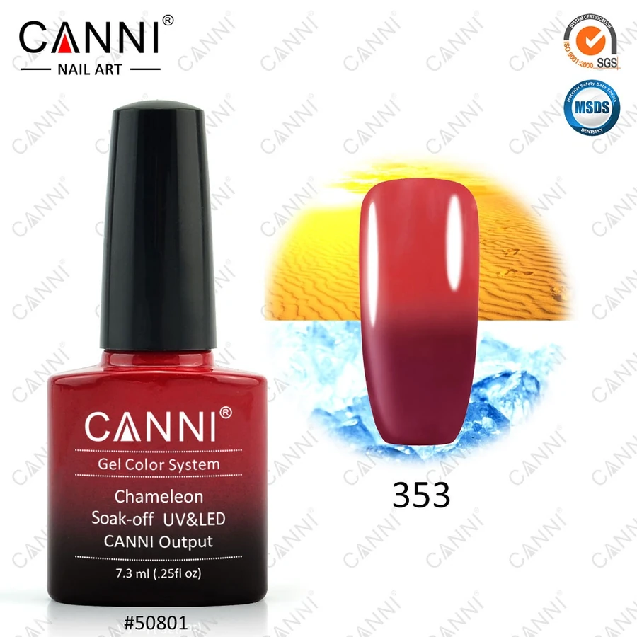 Термо гель-лак Canni Thermo Gel Polish №353 вишневий – світлий червоний 7,3 мл