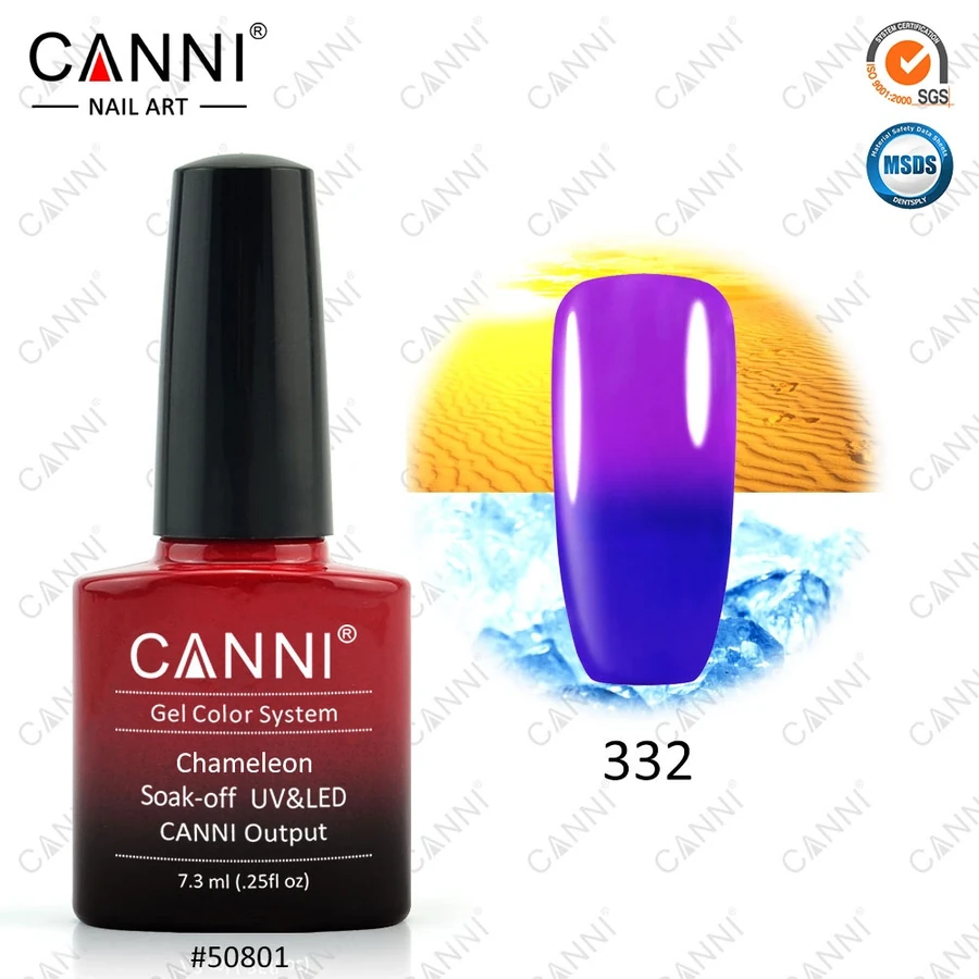Термо гель-лак Canni Thermo Gel Polish №332 синій - бузковий 7,3 мл
