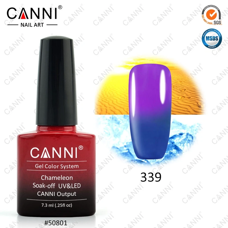 Термо гель-лак Canni Thermo Gel Polish №339 пастельний синій - бузковий 7,3 мл