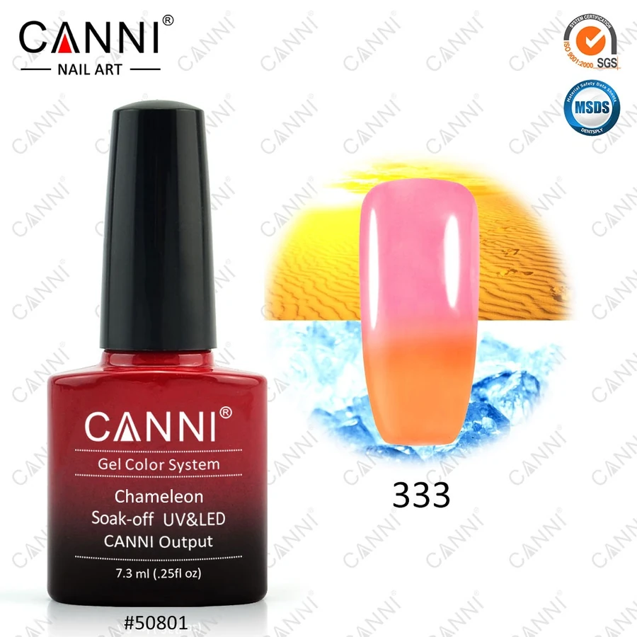 Термо гель-лак Canni Thermo Gel Polish №333 пастельний помаранчевий – світлий рожевий 7,3 мл