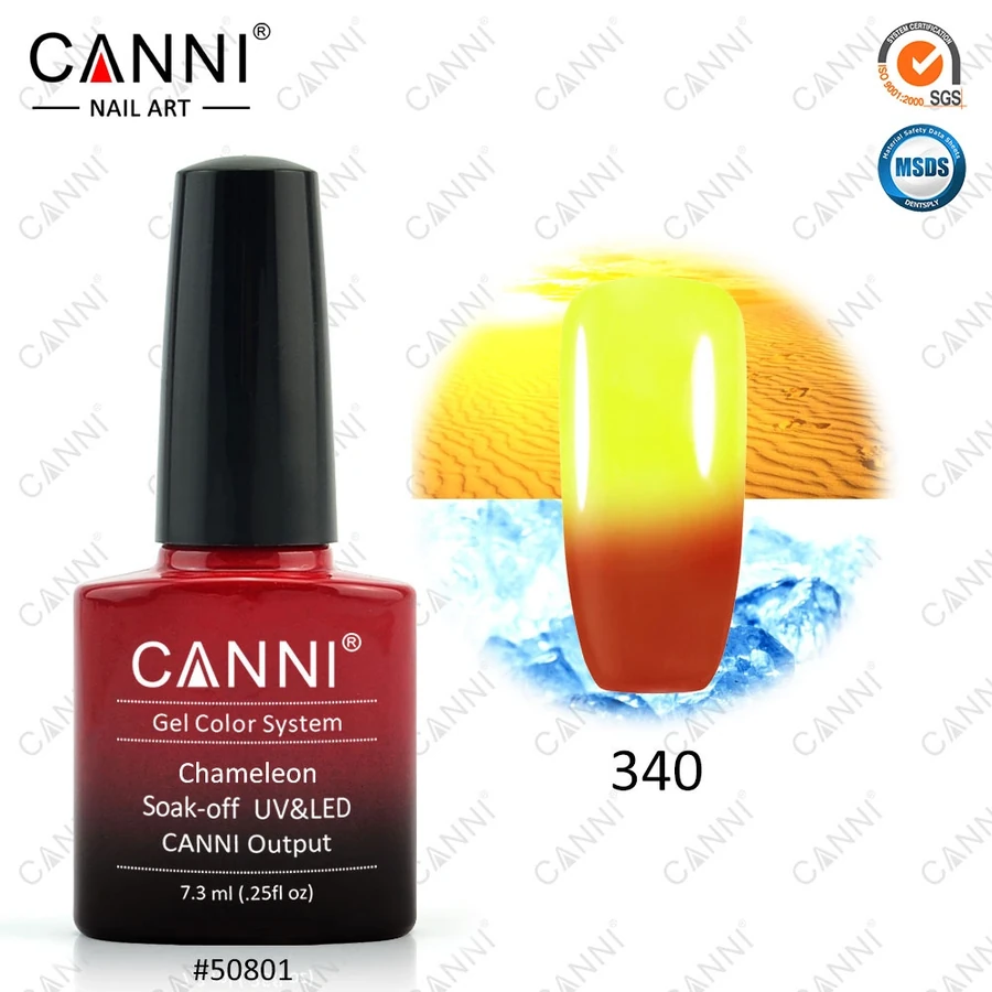 Термо гель-лак Canni Thermo Gel Polish №340 червоний – жовтий 7,3 мл