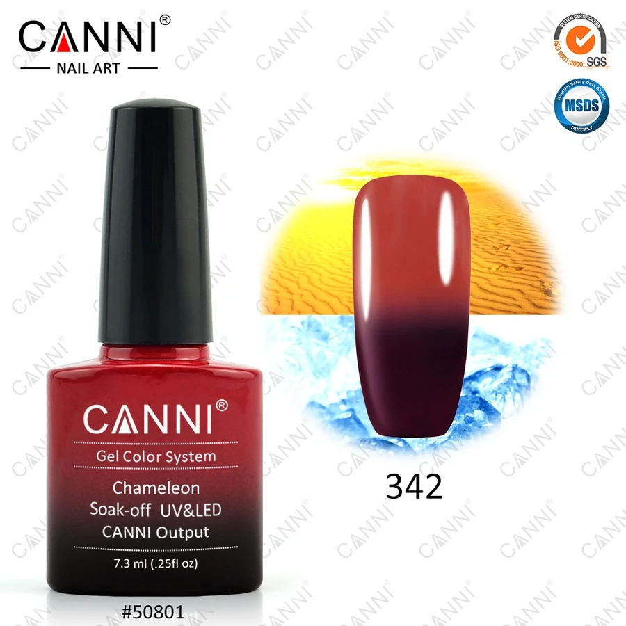 Термо гель-лак Canni Thermo Gel Polish №342 темний сірий – вишневий 7,3 мл