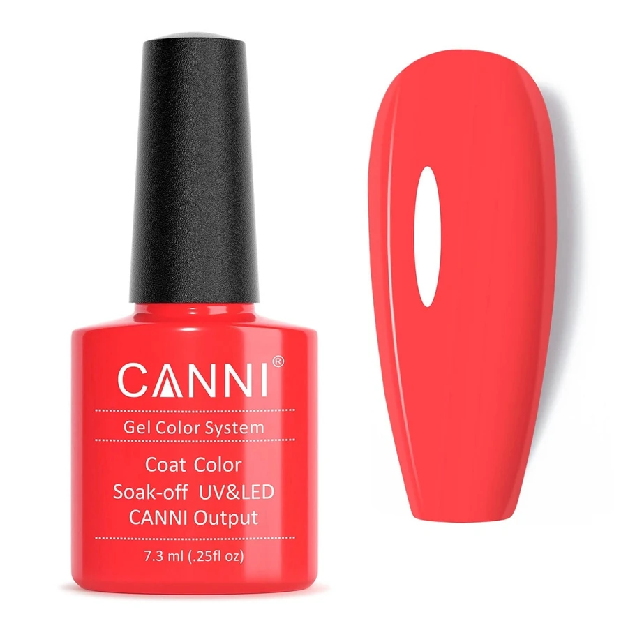Гель-лак Canni Gel Polish №111 Electric Coral яскравий коралово-рожевий, емаль 7,3 мл