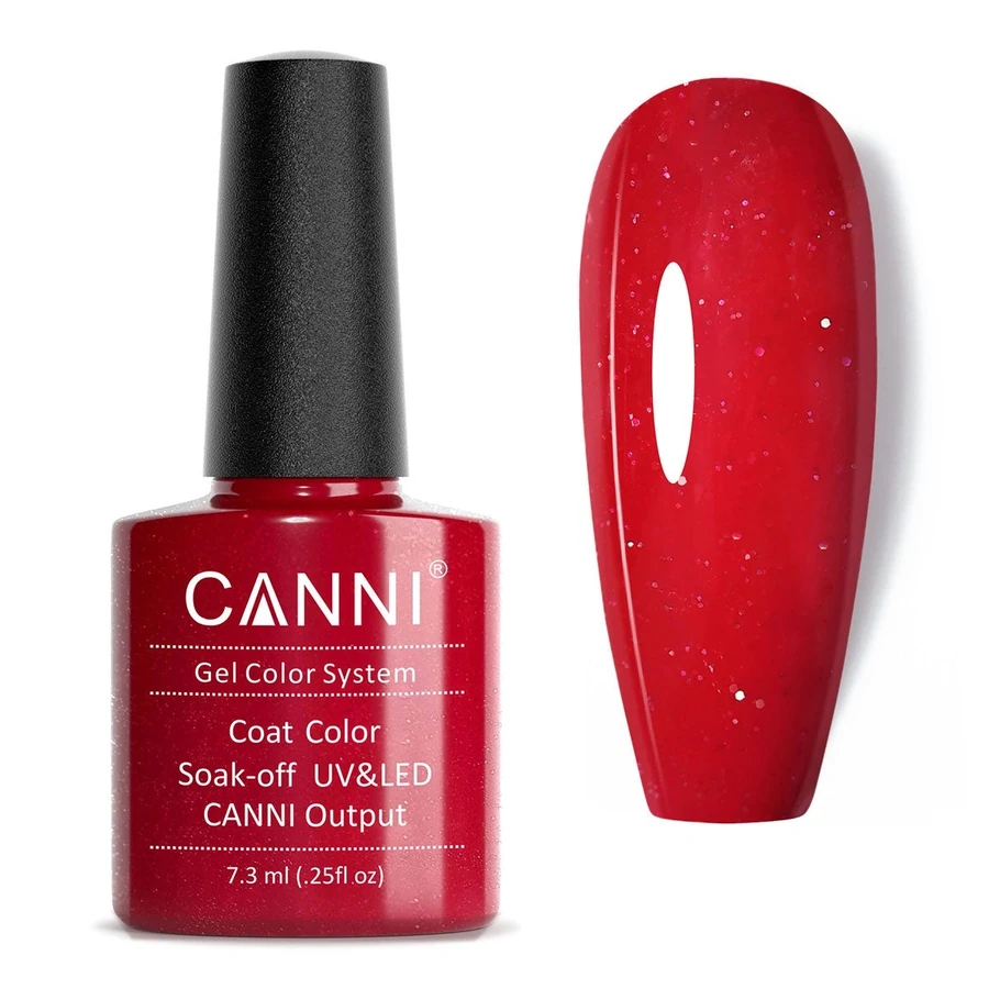 Гель-лак Canni Gel Polish №129 Flashing Rose бордовий з дрібними блискітками 7,3 мл
