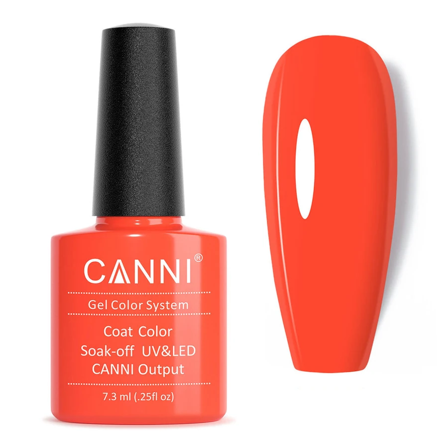 Гель-лак Canni Gel Polish №144 Neon Orange насичений червоно-жовтогарячий, емаль 7,3 мл