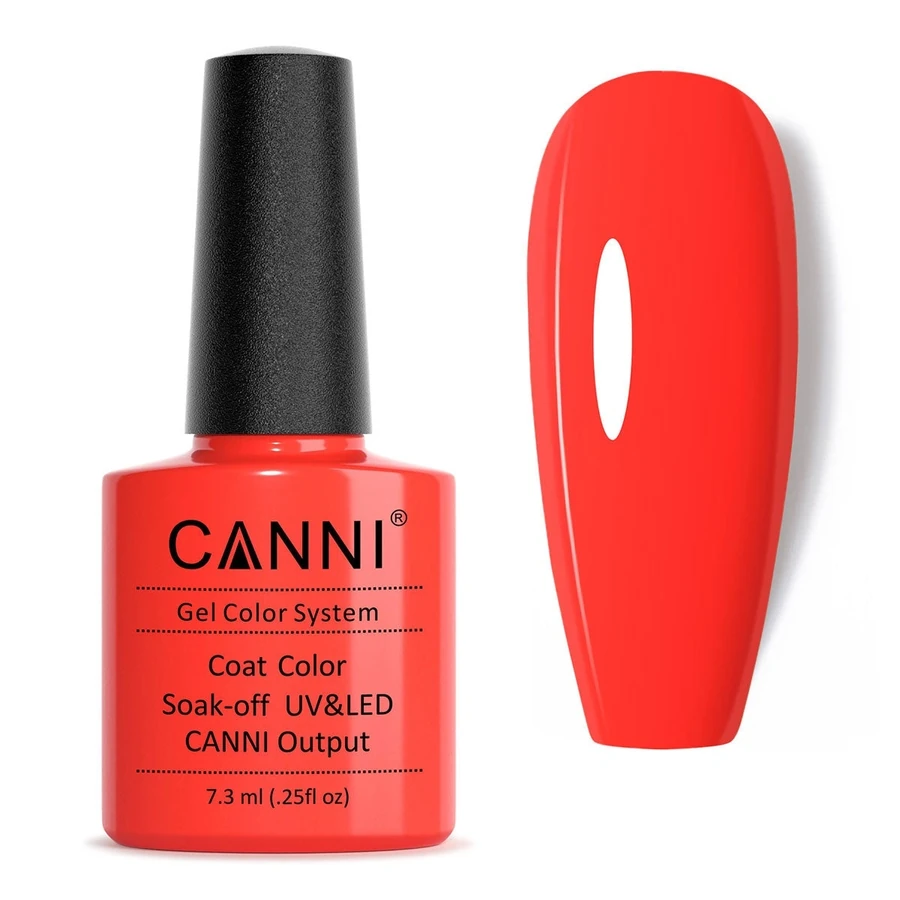 Гель-лак Canni Gel Polish №177 Neon Orange неоновий яскраво-червоний, емаль 7,3 мл