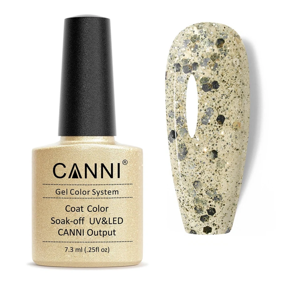 Гель-лак Canni Gel Polish №188 Gold Tinsel прозорий із золотистими блискітками 7,3 мл