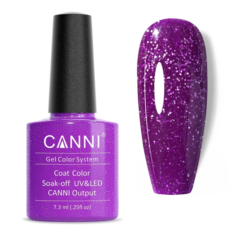 Гель-лак Canni Gel Polish №189 Lilac-Glitter яскравий ліловий з насиченими блискітками та мікроблиском 7,3 мл