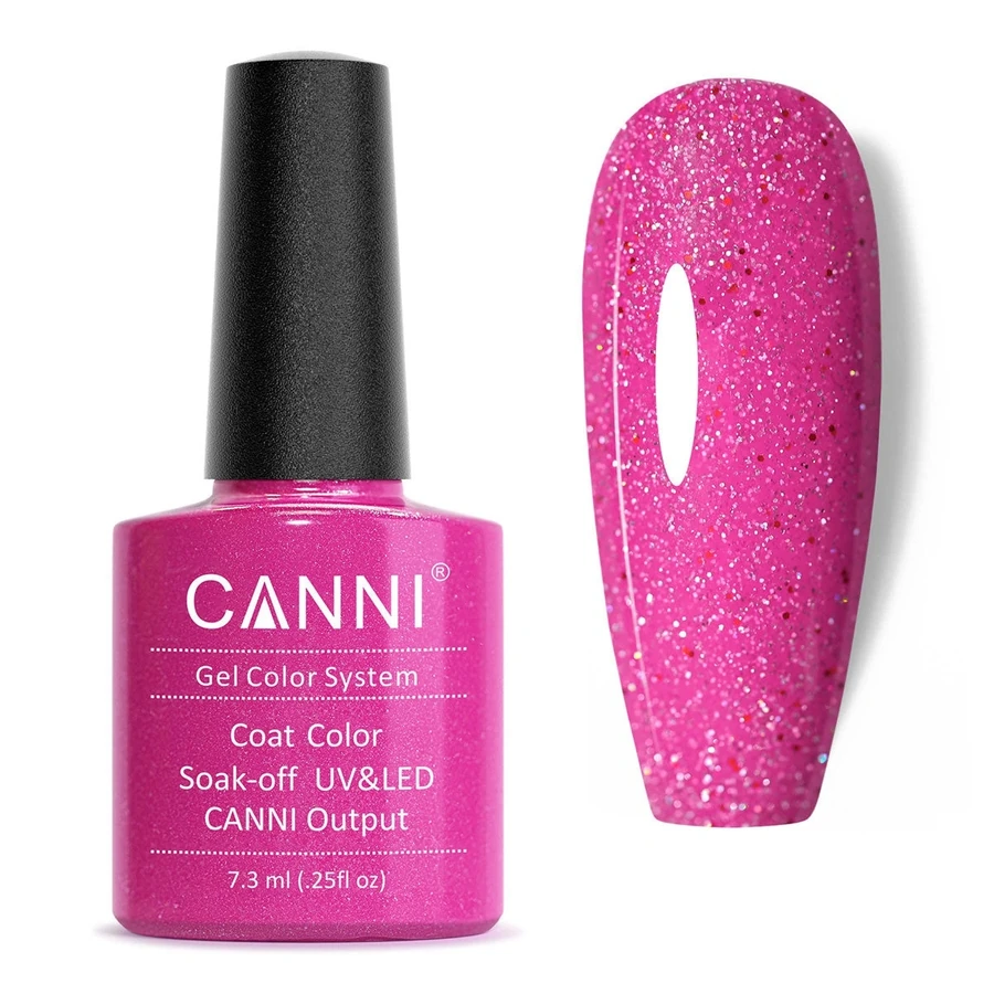 Гель-лак Canni Gel Polish №192 Lilac-Sparkles яскрава фуксія з голографічним мікроблиском, напівпрозорий 7,3 мл