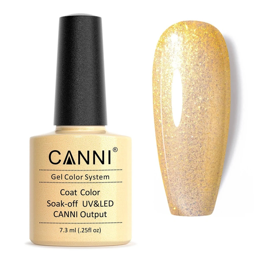 Гель-лак Canni Gel Polish №195 Sparkling Champagne напівпрозорий кремовий з мікроблиском 7,3 мл