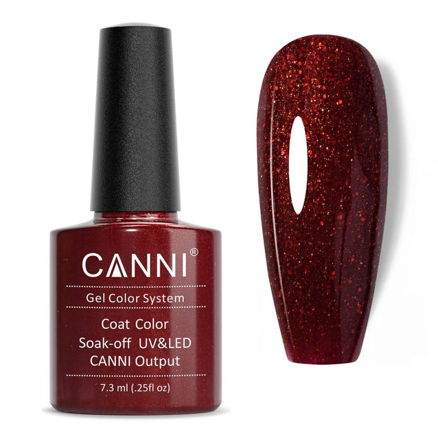 Гель-лак Canni Gel Polish №207 Obsessed Red бургунді з шиммером 7,3 мл