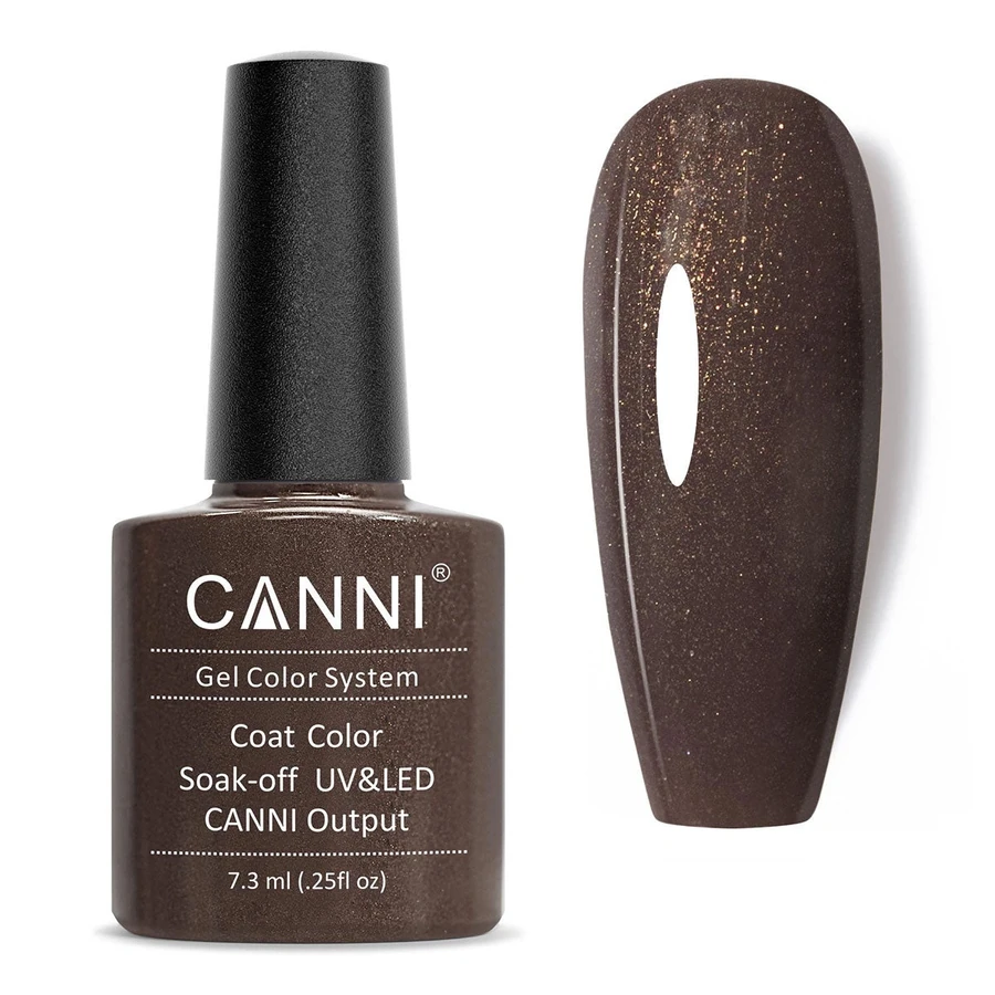 Гель-лак Canni Gel Polish №211 Grey-Brown сіро-коричневий із золотистим мікробеском 7,3 мл