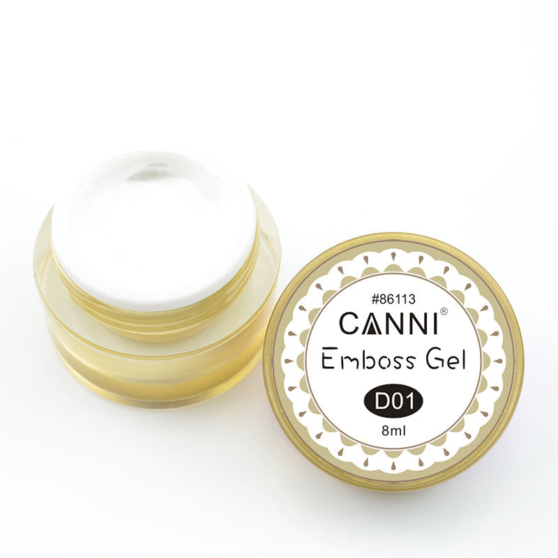 Гель-паста для об`ємного дизайну Canni Emboss Gel №01 білий 8 мл