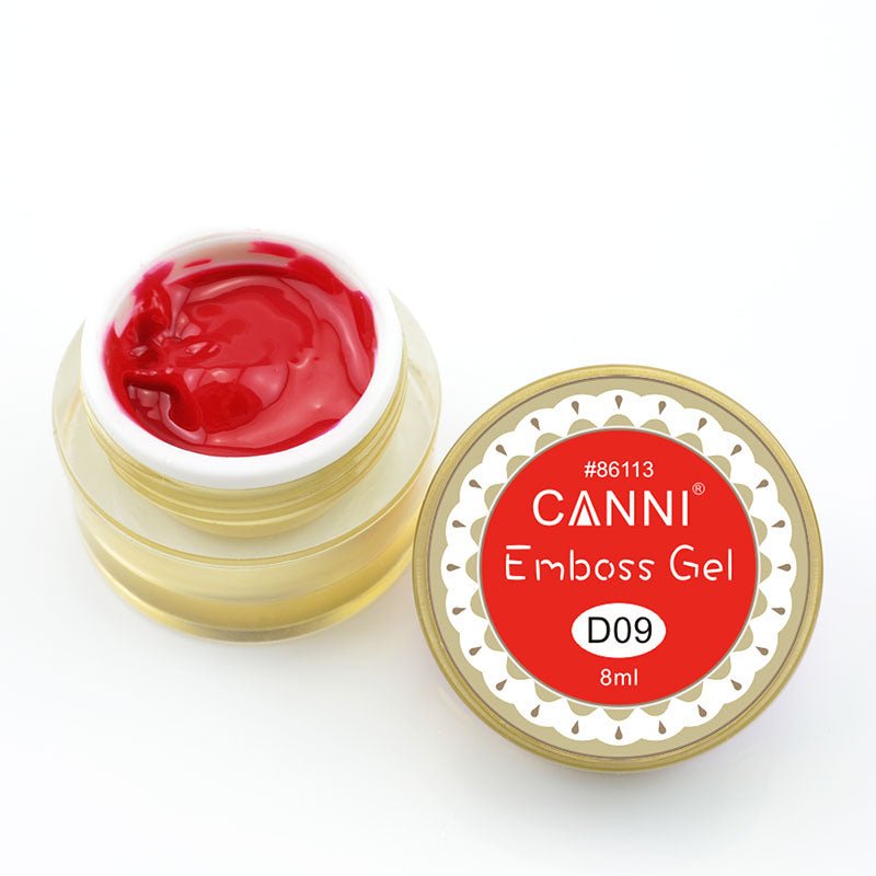 Гель-паста для об`ємного дизайну Canni Emboss Gel №09 червоний 8 мл