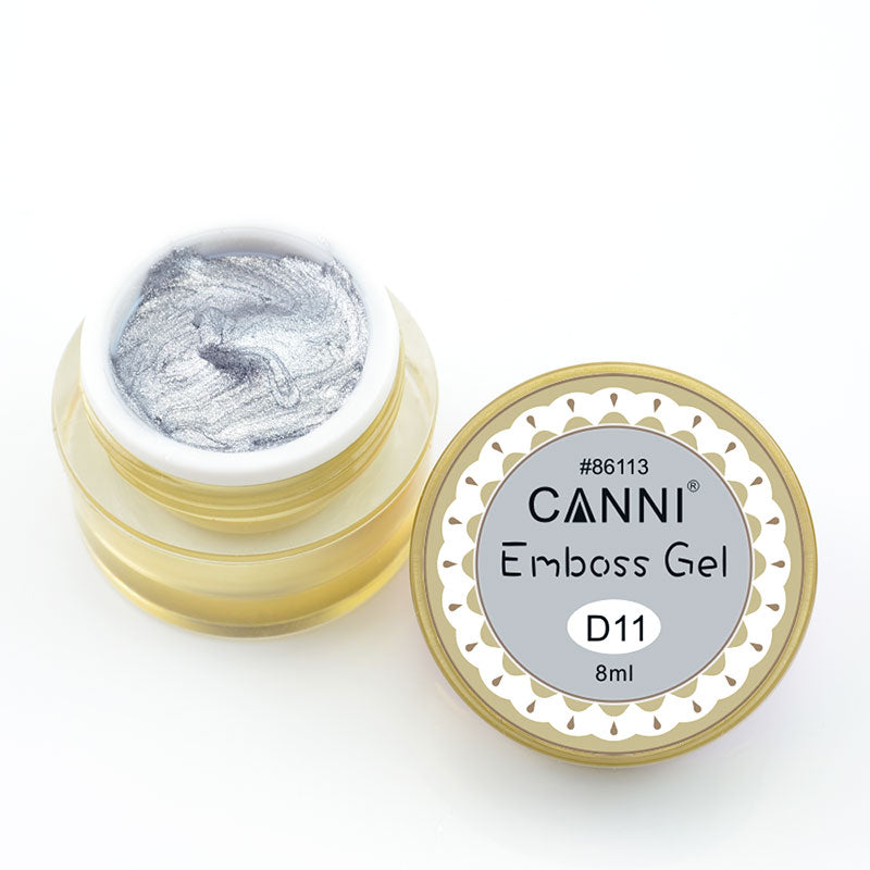 Гель-паста для об`ємного дизайну Canni Emboss Gel №11 срібло 8 мл