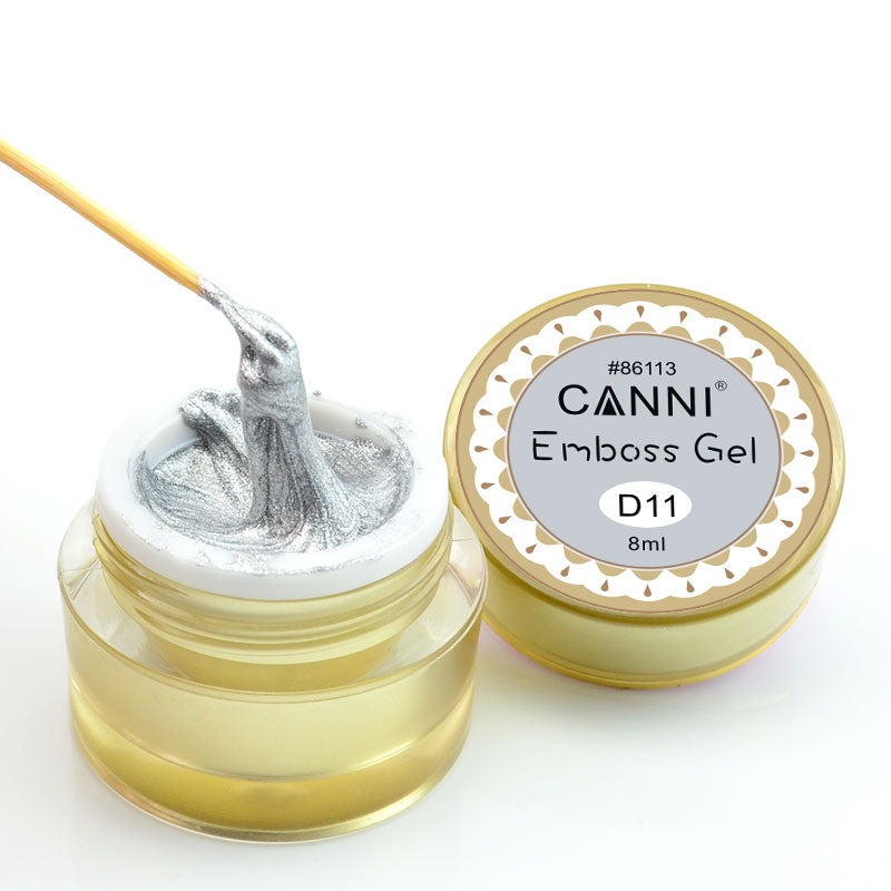 Гель-паста для об`ємного дизайну Canni Emboss Gel №11 срібло 8 мл