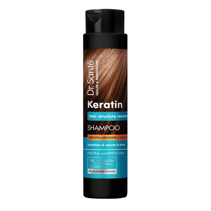 Шампунь для волосся з кератином Dr.Sante Keratin Shampoo +Аргінін та колаген 250 мл
