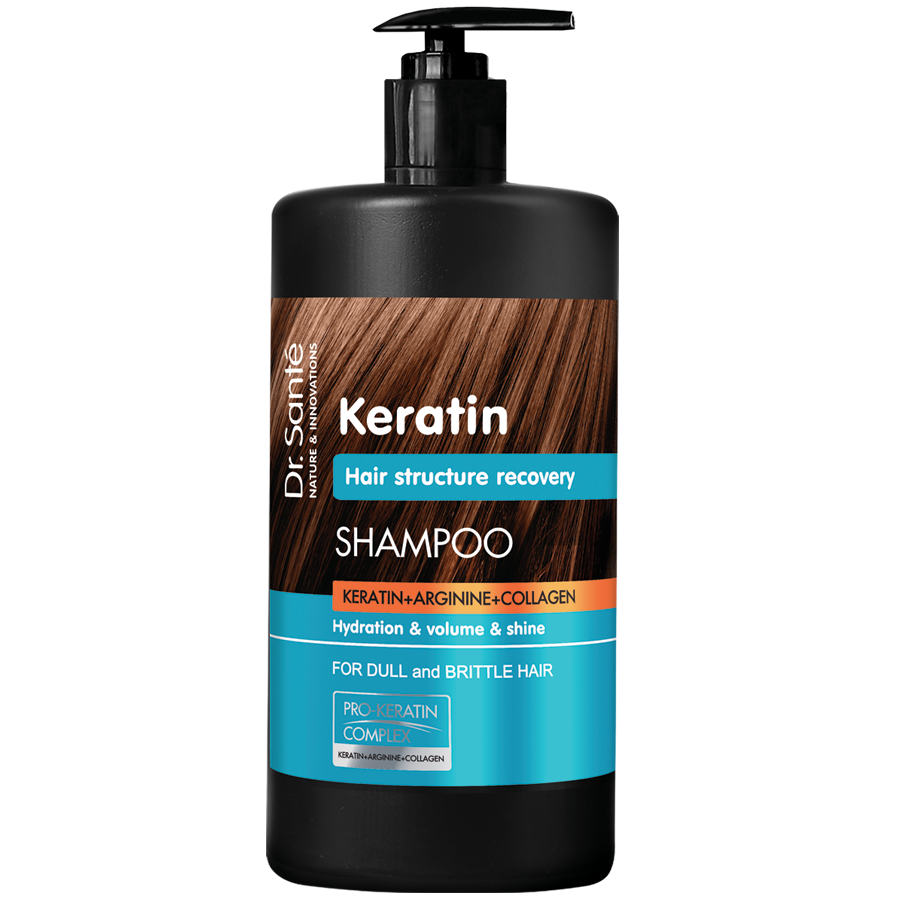 Шампунь для волосся з кератином Dr.Sante Keratin Shampoo +Аргінін та колаген 1000 мл