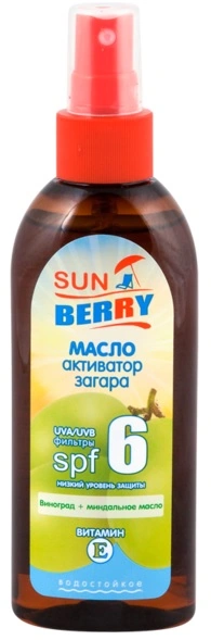 Олія активатор засмаги Виноград + мигдальне масло Sun Berry Oil for Activating Sunburn Grapes + Almond Oil 150 мл
