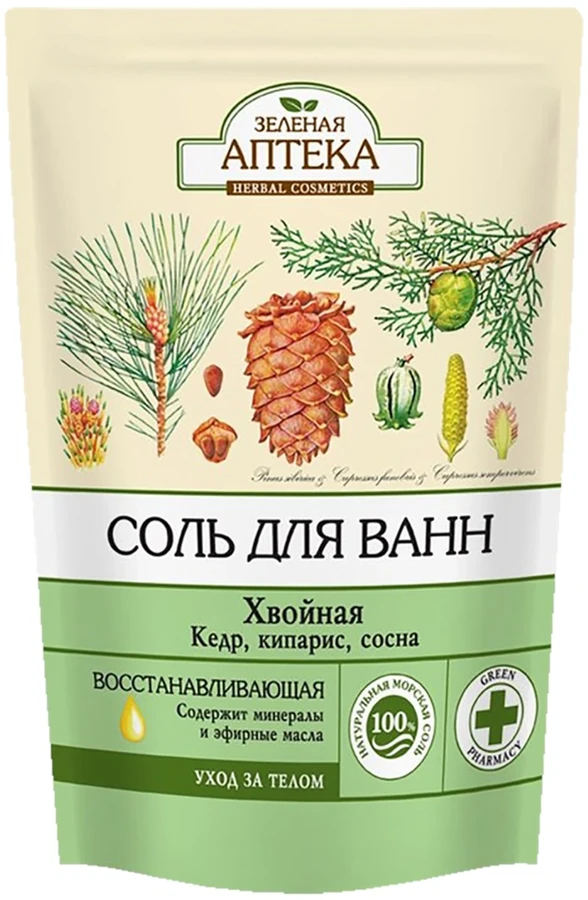 Сіль для ванн дой-пак Хвойна Зелена аптека Bath Salts Coniferous 500 г