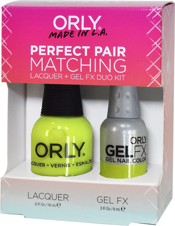 Набір покриттів гель-лак+лак ORLY Set Gel-Polish and Lacquer Glowstick неоновий жовто-салатовий, емаль 9мл/18мл