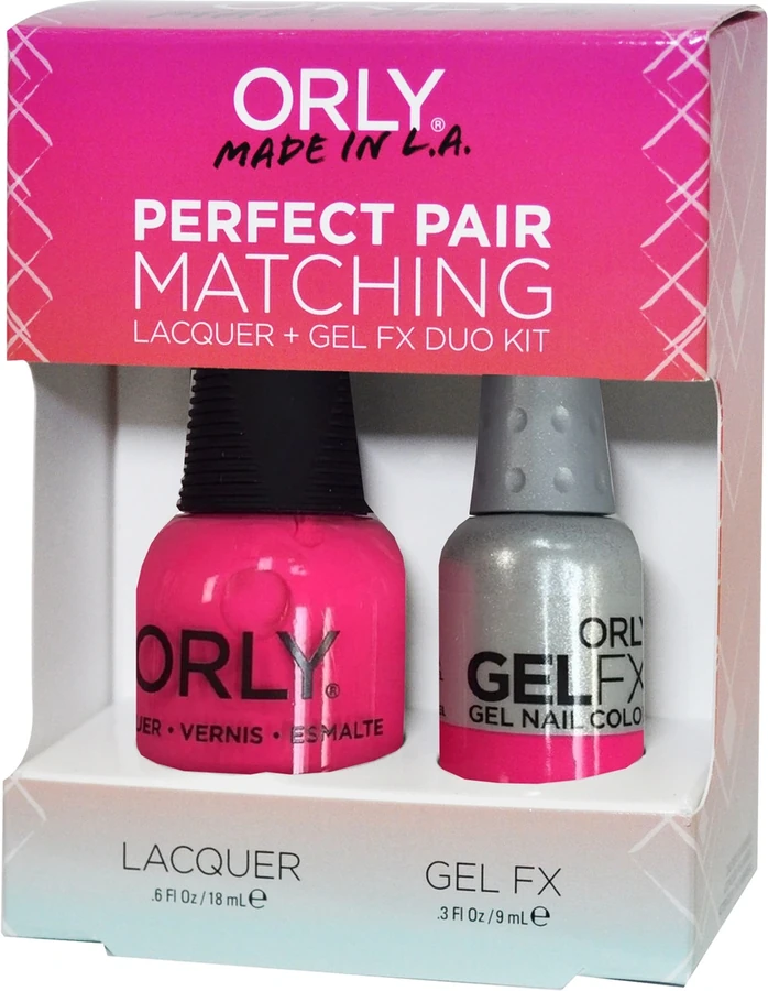 Набір покриттів ялинка-лак + лак ORLY Set Gel-Polish and Lacquer Oh Cabana Boy кислотно-рожевий неон з мікроблиском 9мл/18мл