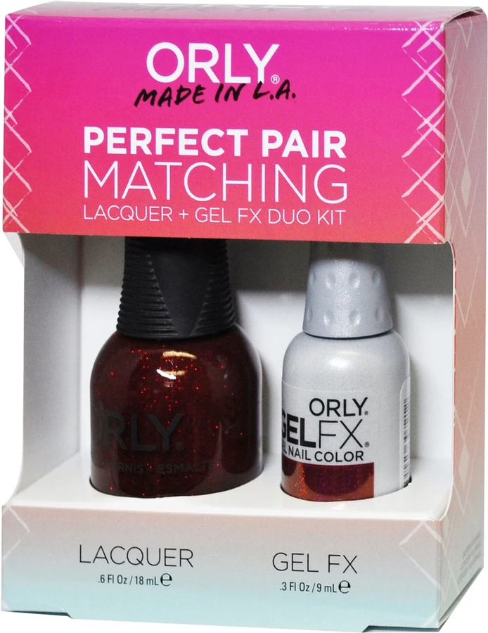 Набір покриттів гель-лак + лак ORLY Set Gel-Polish and Lacquer Star Spangled глибокий червоно-бордовий з блискітками 9мл/18мл