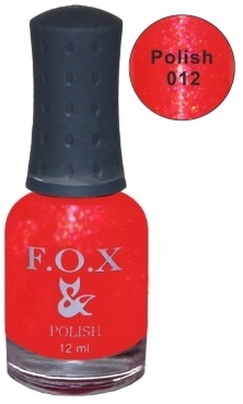 Лак FOX Nail Polish №012 червоно-рожевий з мікроблискітками 12 мл