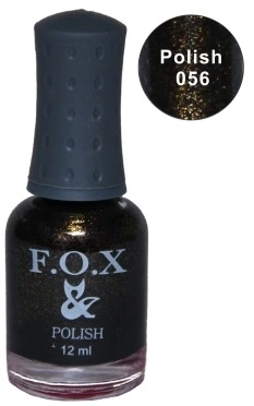 Лак FOX Nail Polish №056 чорний із золотистим мікроблиском 12 мл