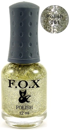 Лак FOX Nail Polish №061 золотистий мікро блискітки 12 мл