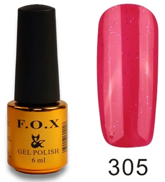 Гель-лак FOX Gel Polish Gold Pigment №305 рожево-червоний з блискітками 6 мл