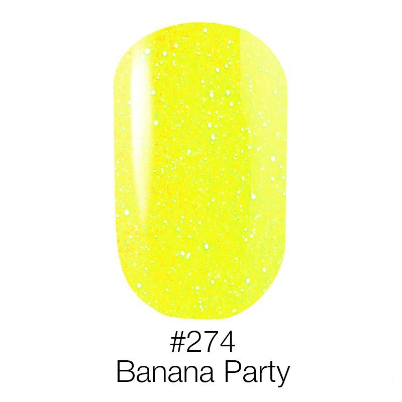 Гель-лак Naomi Gel Polish №274 Banana Party 6мол неоновий жовтий із гліттером