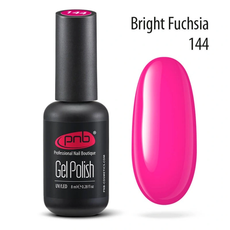 Гель-лак PNB №144 Bright Fuchsia фуксія, емаль 8 мл