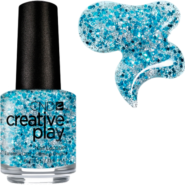 Лак CND Creative Play Creative Play 459 Kiss Teal блакитний металік з мерехтливими блискітками 13,6 мл