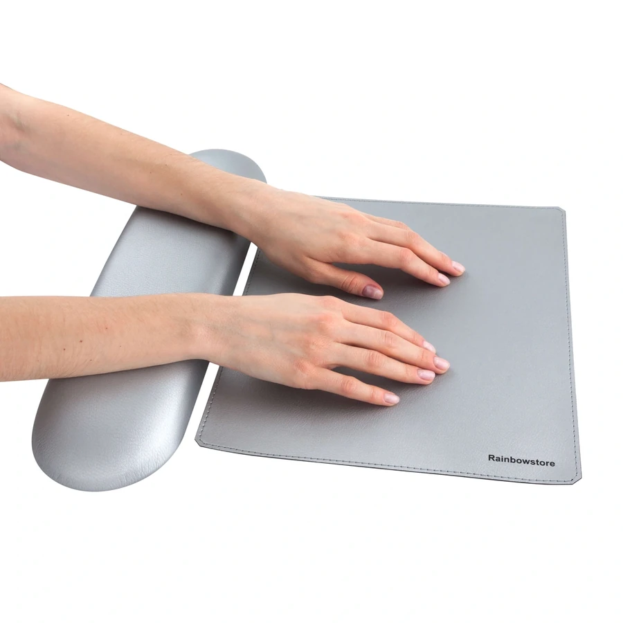 Підлокітник для манікюру прямий Rainbowstore Armrest Straight Silver сріблястий
