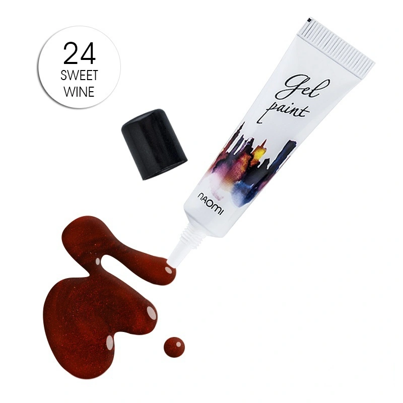 Гель-паста №24 Naomi Gel Paint №24 Sweet Wine бордово-винний з шиммером 10г