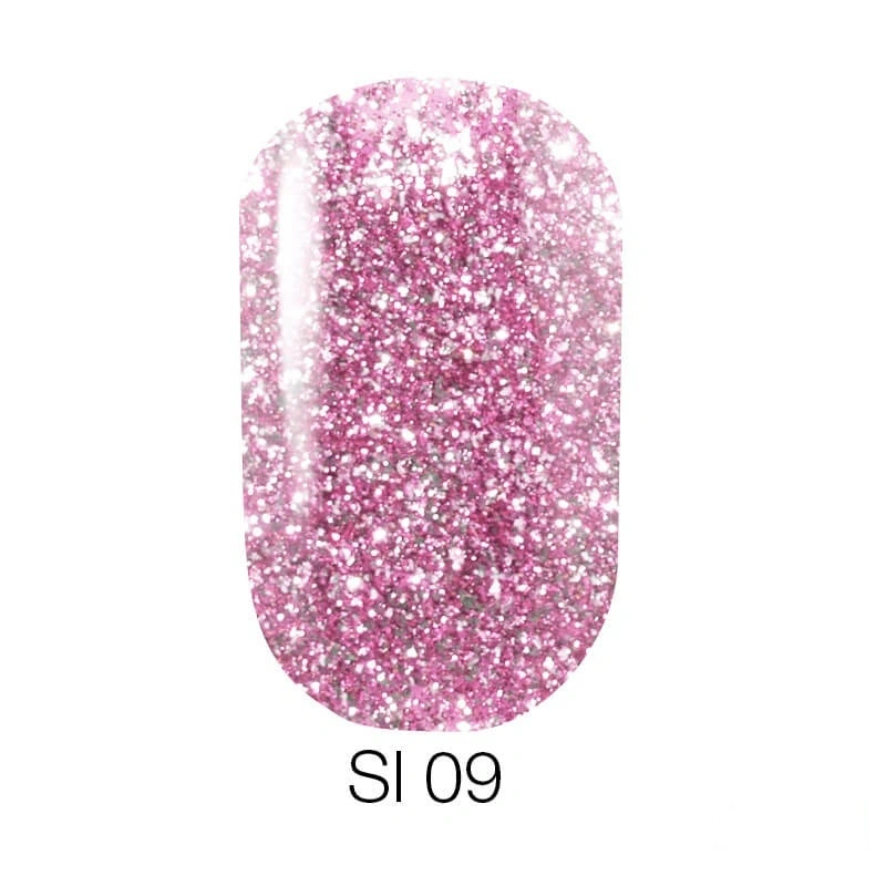 Гель-лак Naomi Gel Polish Self Illuminated Collection SI 09 блискучий рожевий з блискітками та слюдою 6мл