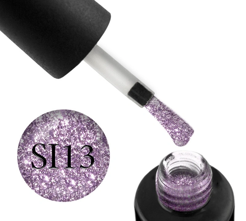 Гель-лак Naomi Gel Polish Self Illuminated Collection SI 13 бузковий, з блискітками та слюдою 6 мл