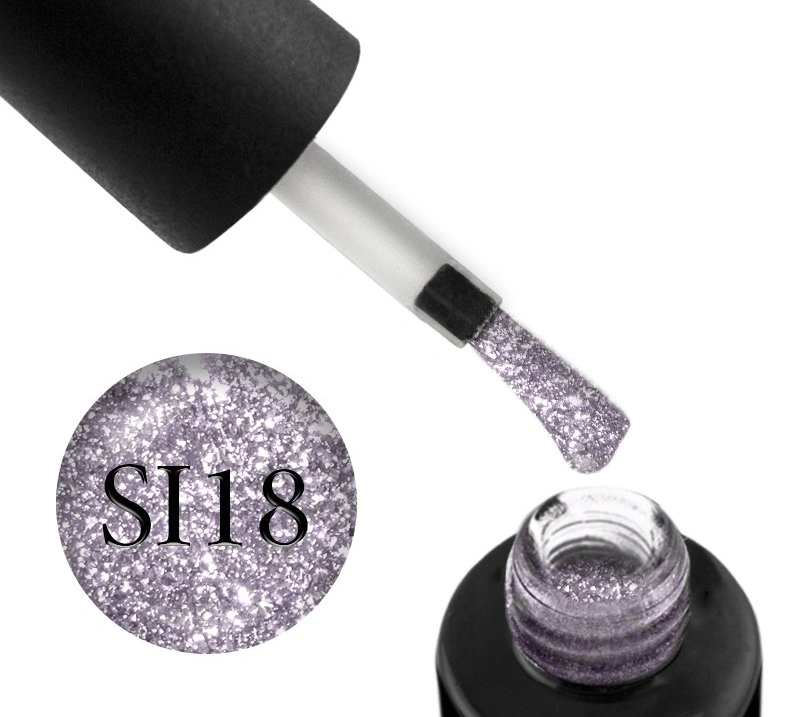 Гель-лак Naomi Gel Polish Self Illuminated Collection SI 18 сріблястий, з блискітками та слюдою 6 мл