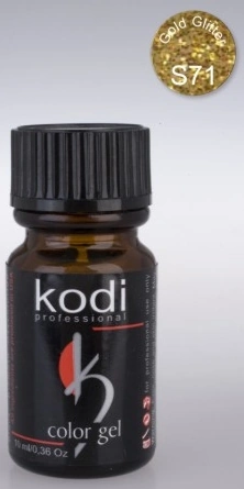 Кольоровий біогель із липким шаром Золотий гліттер Kodi Color Gel 4 мл №S71
