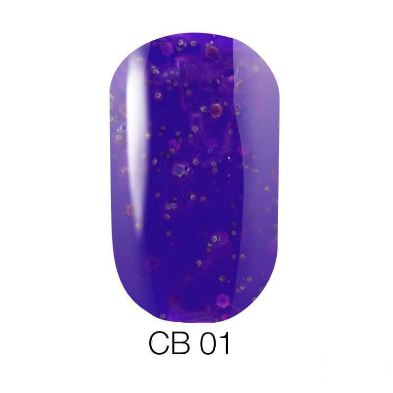 Гель-лак Naomi Gel Polish Candy Bar № CB 01 6мол синьо-фіолетовий з конфетті
