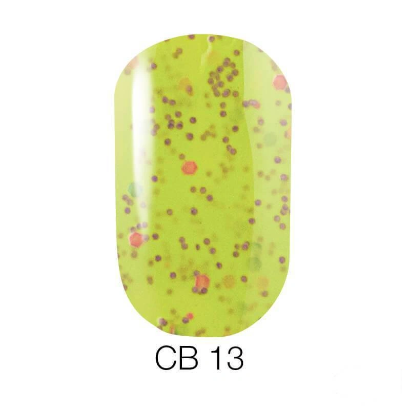 Гель-лак Naomi Gel Polish Candy Bar № CB 13 зелено-жовтий з конфетті 6мл