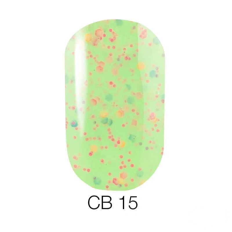 Гель-лак Naomi Gel Polish Candy Bar № CB 15 світлий ніжно-зелений з конфетті 6мл